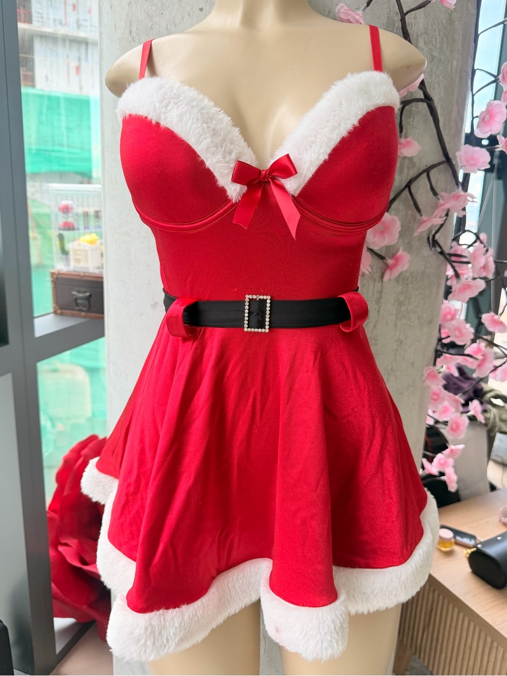 Fashion Nova Sexy Santa Stretchy Mini Dress Halloween Costume Size Small